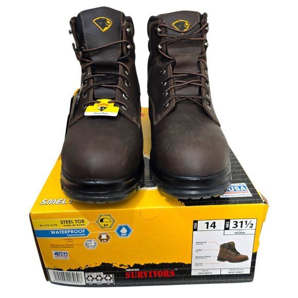 Herman Survivors Waterproof Leather Work Boot Mens Size 14 Smelt Metguard Shield - Picture 2 of 12